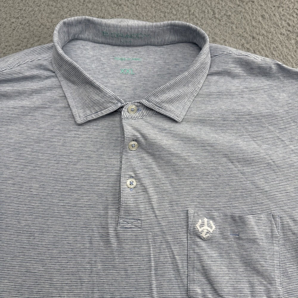 B Draddy Polo Shirt Mens XXL Blue Striped Washington & Lee Pocket Golf